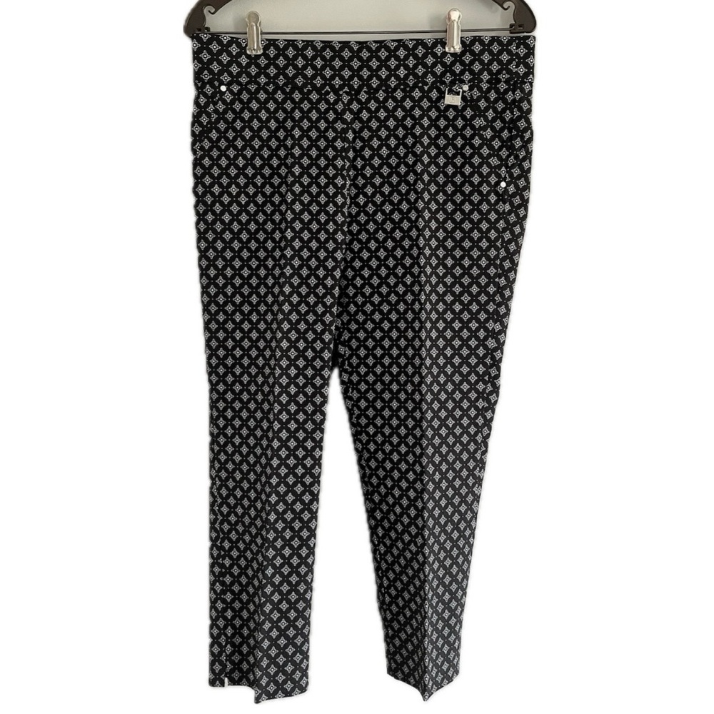 Rafaella Black White Pleated Stretch Capri Pants Women’s Size 12